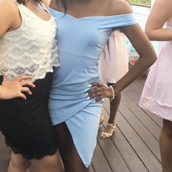 Blue Asymmetrical Dress - Picture 2 of 4